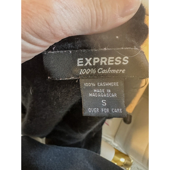 Express Hooded Zip Up Cardigan Sweater 100% Cashmere Black Small - Picture 5 of 6